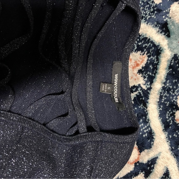 Wow Couture blue shiny sparkly mini dress. Like new. Size small. - Picture 3 of 4